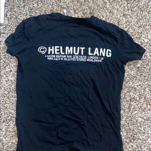 Helmut Lang Black Tee with Yellow 'TAXI' Detail